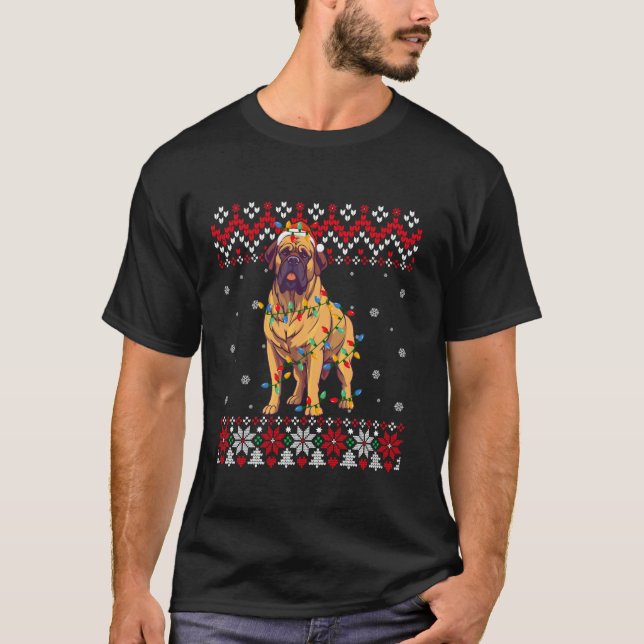 T-shirt Chien anglais Mastiff Père Noël Hommes Enfants Vil (Devant)