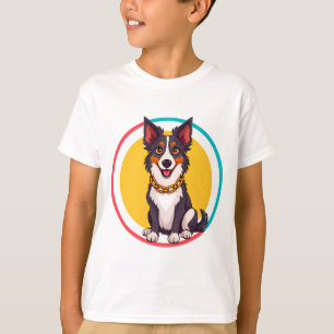 T-shirt Chien animé mignon avec collier