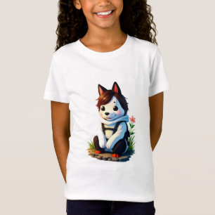 T-Shirt Chien anthropomorphique avec une fleur   Art AI
