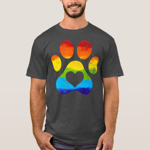 T-shirt Chien arc-en-ciel Empreinte de patte drapeau LGBTQ