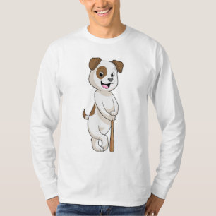 T-shirt Chien au baseball avec batte de baseball