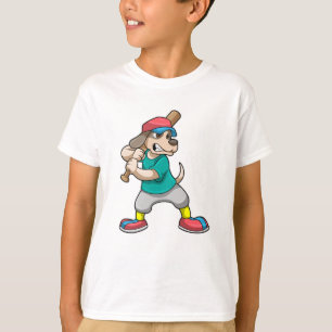 T-shirt Chien au baseball avec batte de baseball