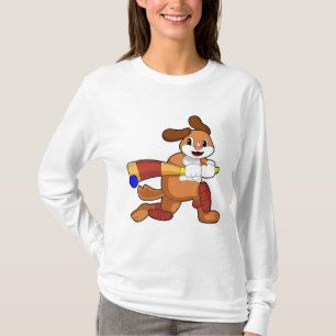 T-shirt Chien au cricket avec batte de cricket