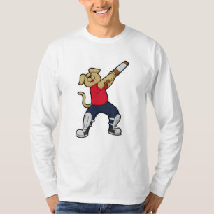 T-shirt Chien au cricket avec batte de cricket