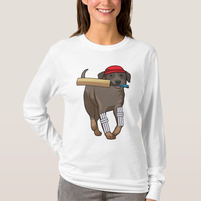 T-shirt Chien au cricket avec batte de cricket (Devant)