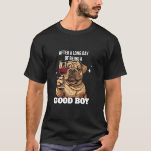 T-shirt Chien au vin rouge, design bouledogue mignon, chie