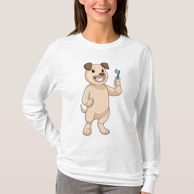 T-shirt Chien avec brosse à dents (Devant)