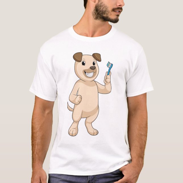 T-shirt Chien avec brosse à dents (Devant)