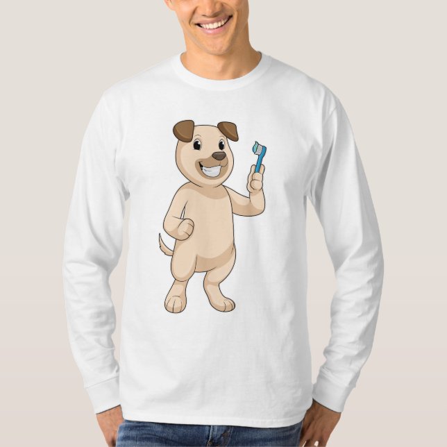 T-shirt Chien avec brosse à dents (Devant)