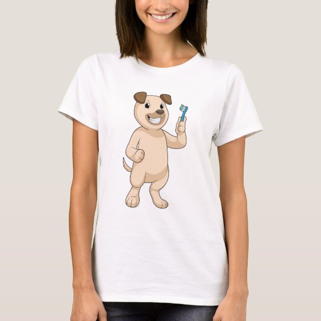 T-shirt Chien avec brosse à dents (Devant)