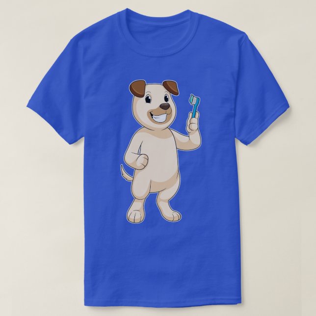 T-shirt Chien avec brosse à dents (Design devant)