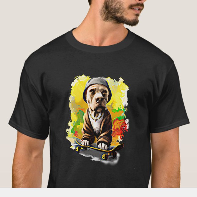 T-shirt Chien avec casque sur skateboard (Créateur téléchargé)