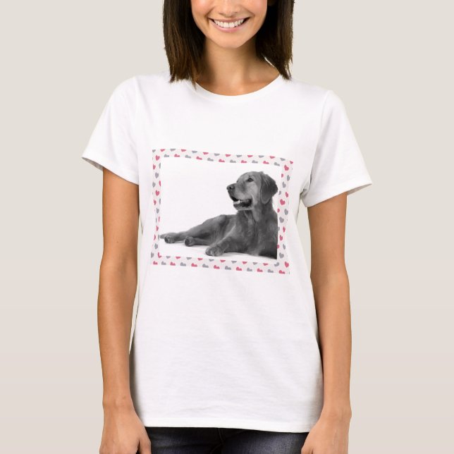 T-shirt Chien avec de beaux coeurs (Devant)