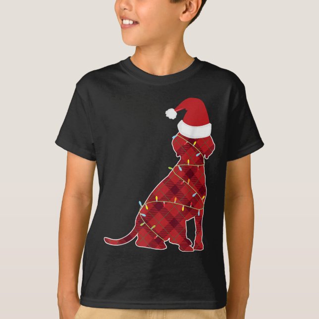 T-shirt Chien avec les lumières de Noël pour les hommes Xm (Devant)