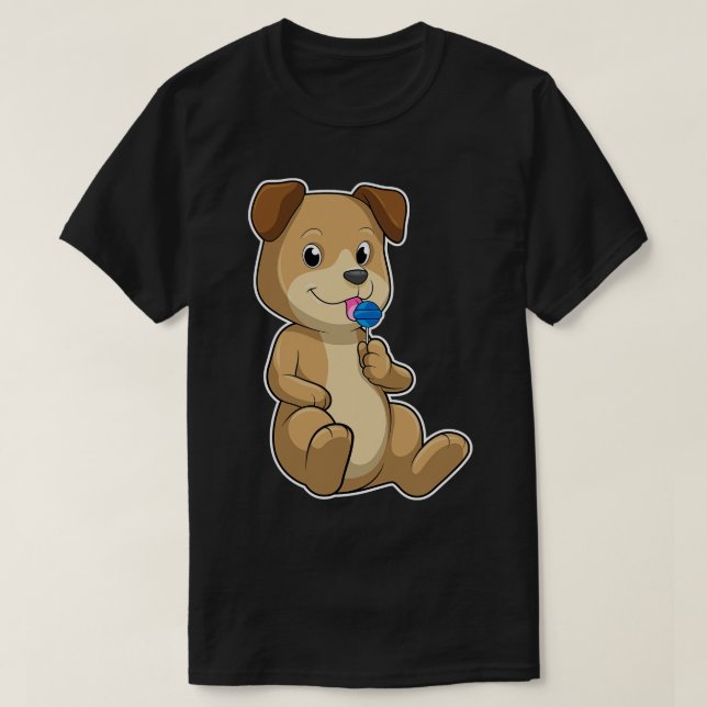 T-shirt Chien avec sucré Lollipop (Design devant)