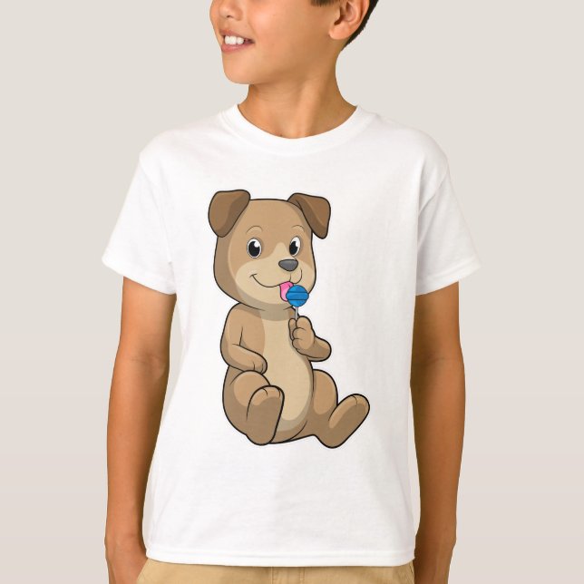 T-shirt Chien avec Sucreries Sucette (Devant)