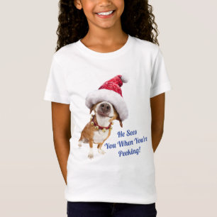 T-Shirt Chien avec un grand chapeau de Père Noël