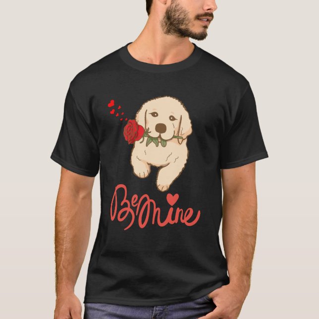 T-shirt Chien avec un rose. Soyez miennes (Devant)