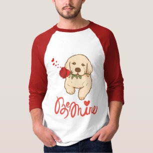 T-shirt Chien avec un rose. Soyez miennes