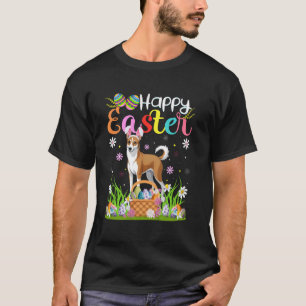 T-shirt Chien Basenji Joyeuses Pâques Chasse aux œufs Lapi