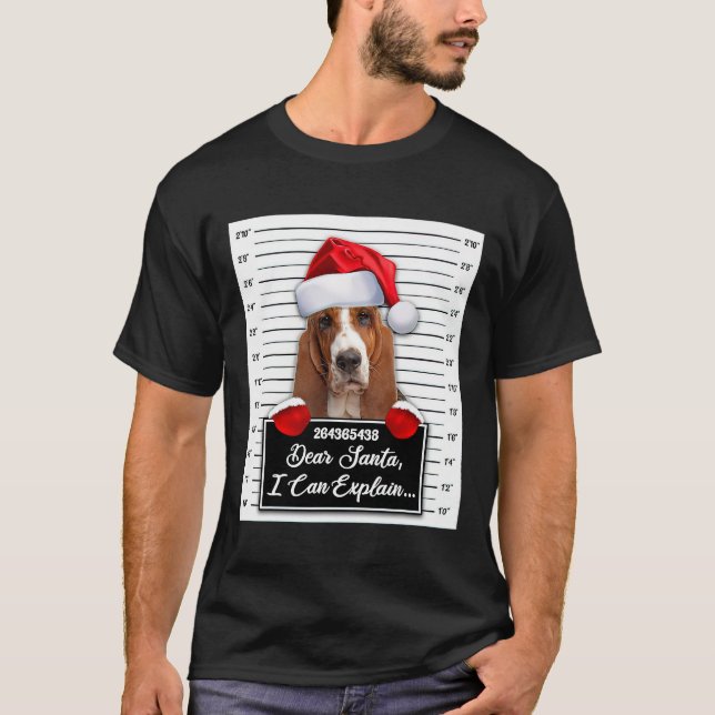 T-shirt Chien Basset Hound Cher Père Noël Je Peux Explique (Devant)