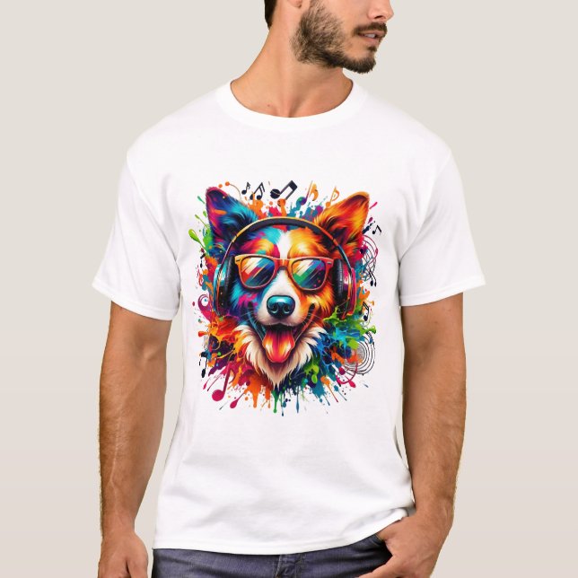 T-shirt Chien Bats Coloré (Devant)