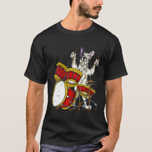 T-shirt Chien batteur de bulldog français Musique de chie