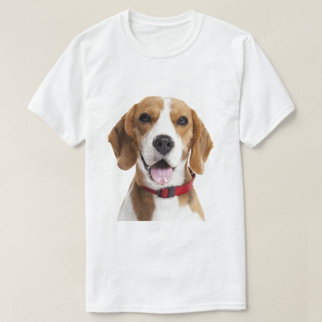 T-shirt Chien Beagle avec Collier Rouge (Design devant)