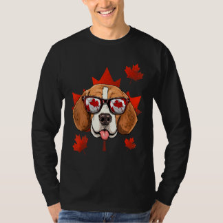 T-shirt Chien Beagle canadien Feuille d'érable Patriotique
