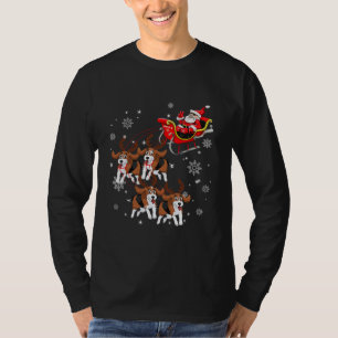 T-shirt Chien Beagle de rennes tirant le Père Noël Sleig