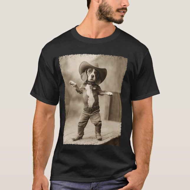T-shirt Chien Beagle Drôle Cowboy Ridicule (Devant)