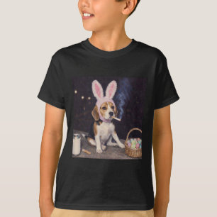 T-shirt Chien Beagle Drôle Rétro Oreilles de Lapin Fumant 