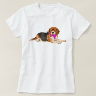 T-shirt Chien Beagle Hipster peint à la main