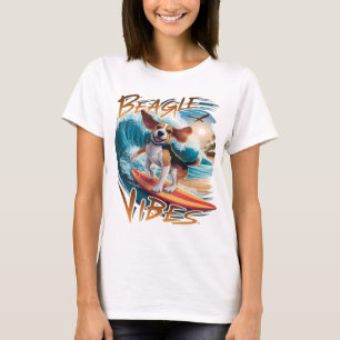T-shirt Chien Beagle majestueux surfant sur les vagues géa