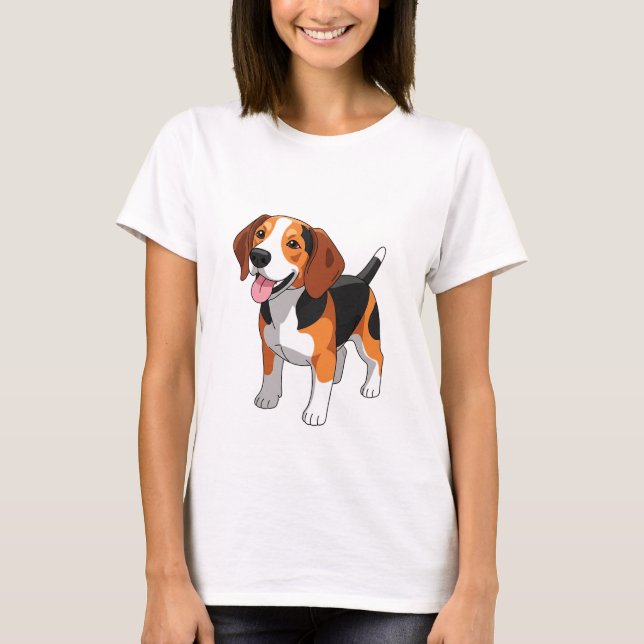 T-shirt Chien Beagle Mignon et Heureux (Devant)