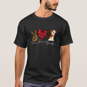 T-shirt Chien beagle mignon Paix Amour Chiot
