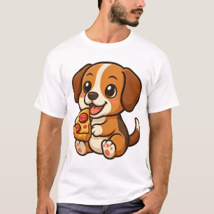 T-shirt Chien beagle mignon pizza amateurs de pizza dessin