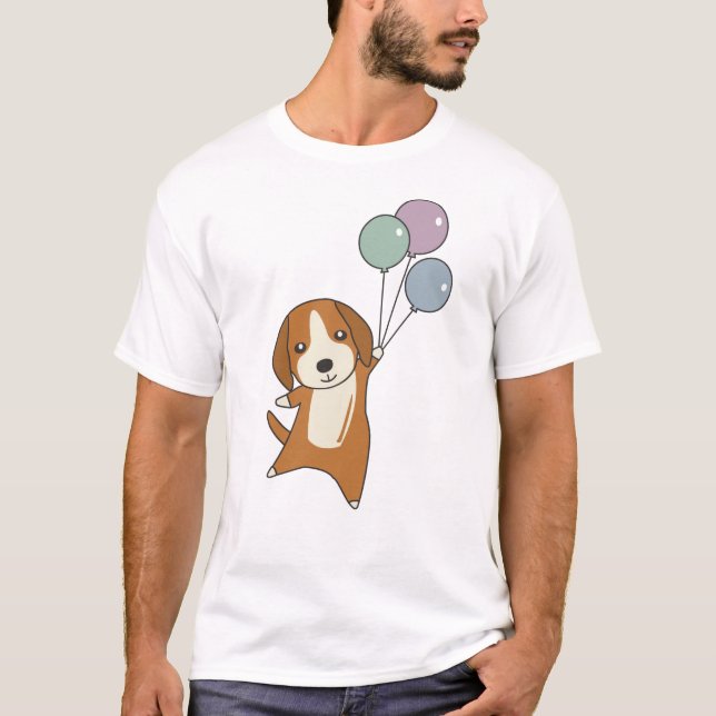 T-shirt Chien beagle Monte Avec Des Ballons (Devant)
