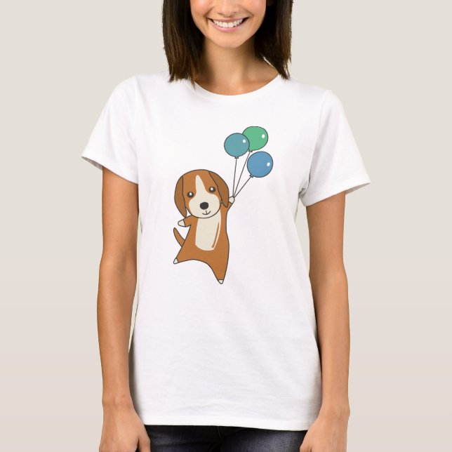 T-shirt Chien beagle Monte Avec Des Ballons (Devant)