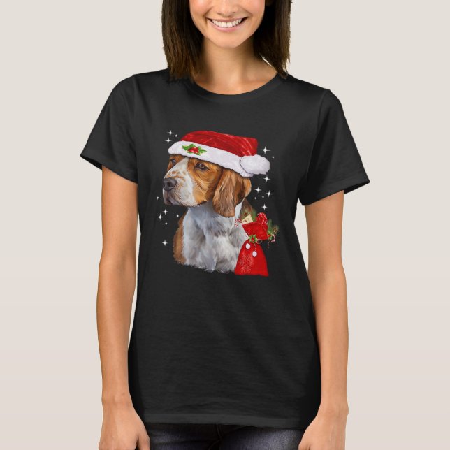 T-shirt Chien beagle Noël T Chemise Chien Famille Noël (Devant)