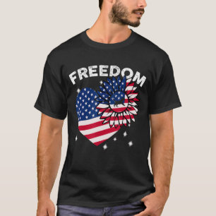 T-shirt Chien beagle Sunflower Heart American Flag Freedom