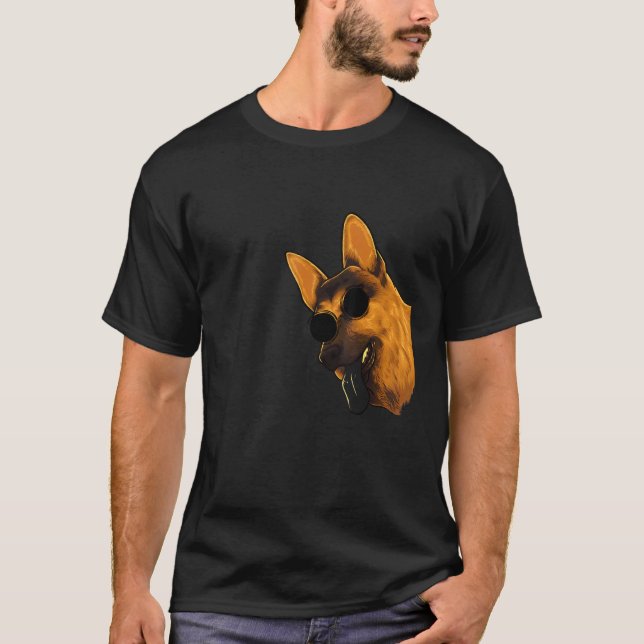 T-shirt Chien berger allemand avec lunettes de soleil Berg (Devant)