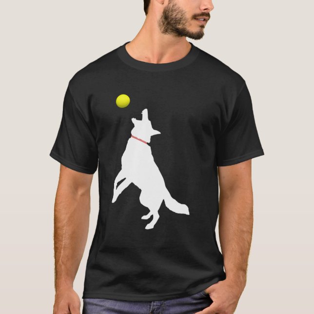 T-shirt Chien Berger Allemand Blanc Gsd Frappe Tenne Jaune (Devant)