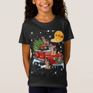 T-Shirt Chien berger allemand de Noël avec Tru rouge Vinta