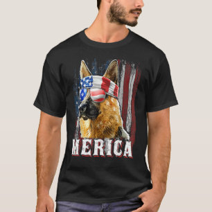 T-shirt Chien berger allemand Merica 4 juillet Américain F