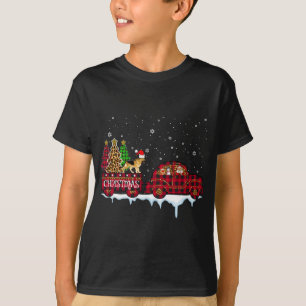 T-shirt Chien berger allemand Noël Camion rouge plaqué Noë