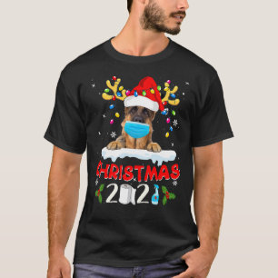 T-shirt Chien berger allemand Reindeer Santa Hat
