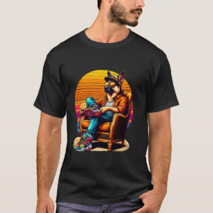 T-shirt Chien Berger Allemand Rétro Drôle Avec Lunettes De