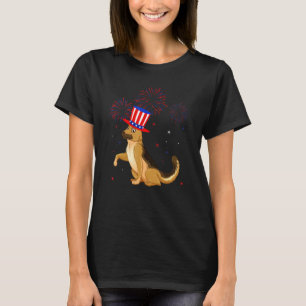 T-shirt Chien berger allemand Rouge Blanc Bleu Feu d'artif