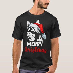 T-shirt Chien berger allemand Santa Hat Joyeux Noël